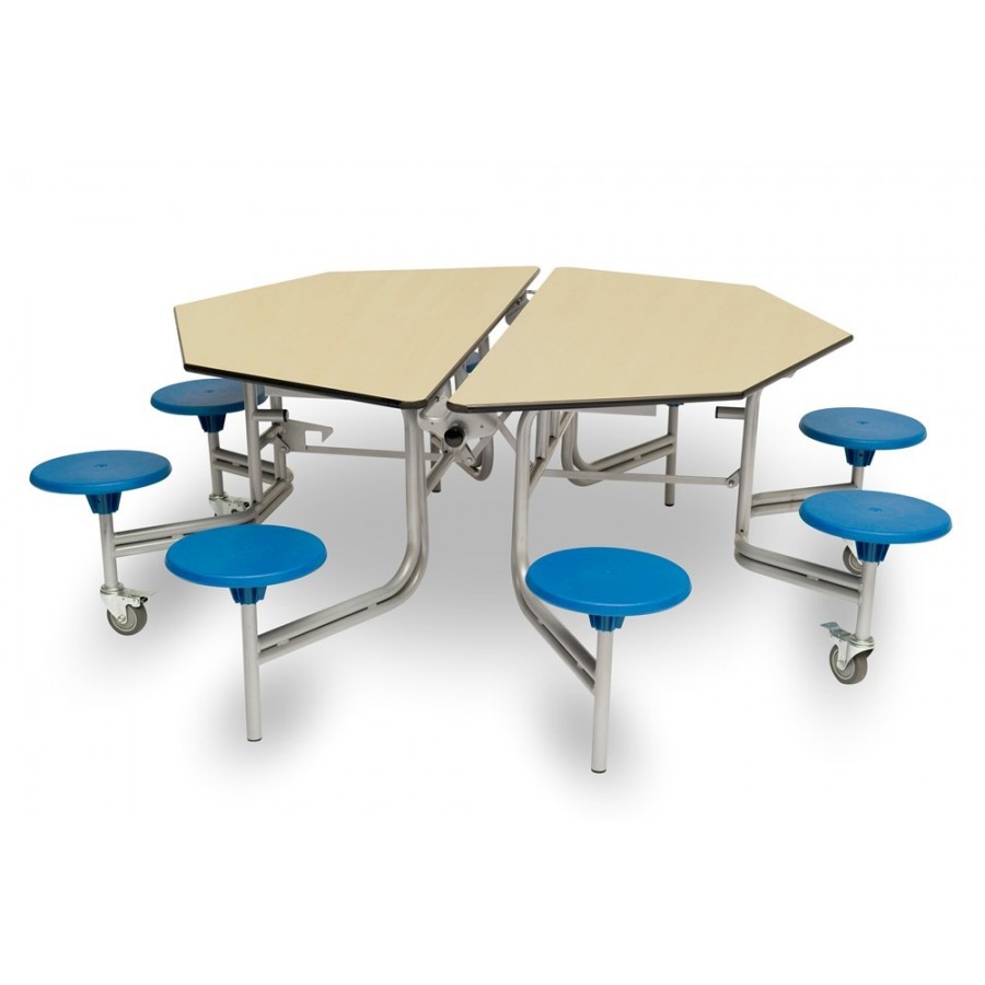 Octogonal Mobile Folding Dining Table with 8 Seats